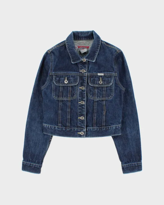 Vintage 1990s Silver Jeans Women's Dark Wash Cropped Denim Jacket - S made by Rokit