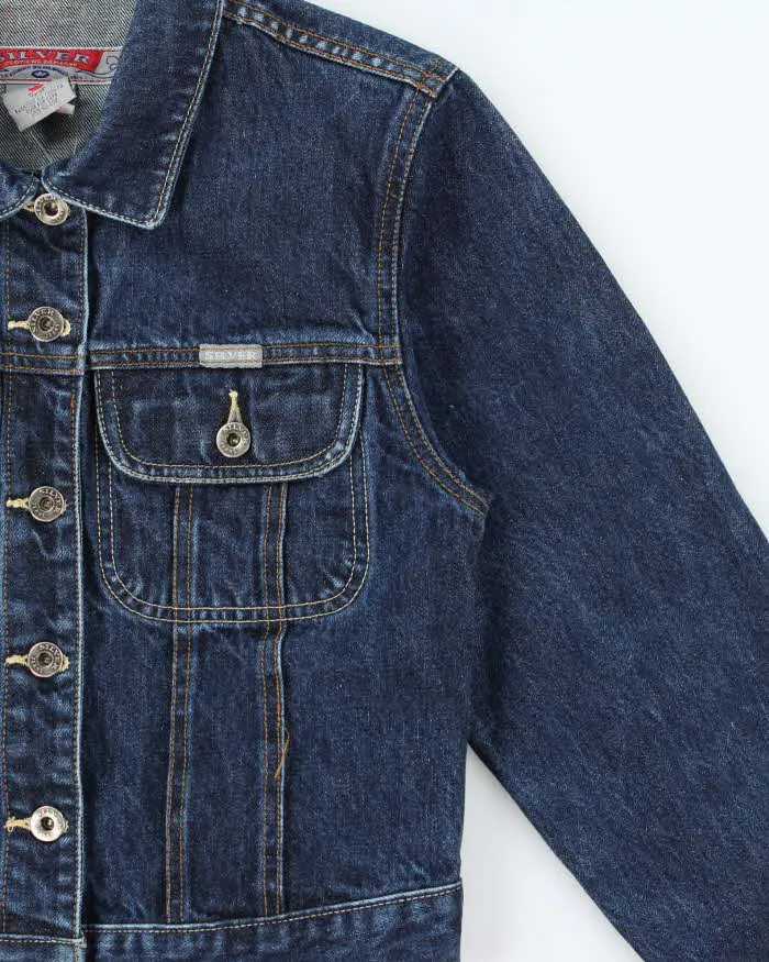 Vintage 1990s Silver Jeans Women's Dark Wash Cropped Denim Jacket - S sold by Rokit product image thumbnail 3