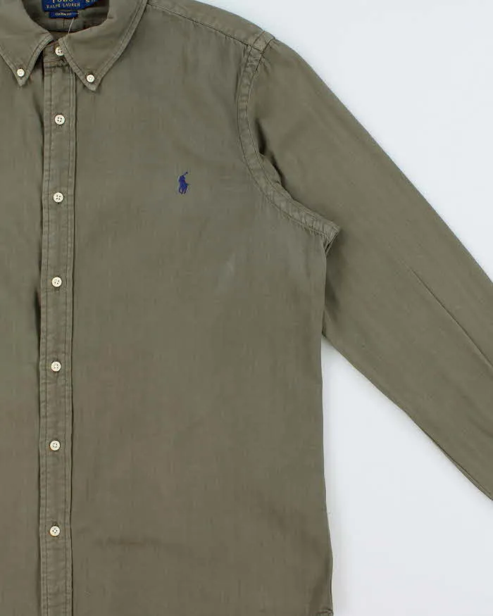 Vintage Polo Ralph Lauren Khaki Striped Custom Fit Long Sleeve Shirt - XL sold by Rokit product image thumbnail 3