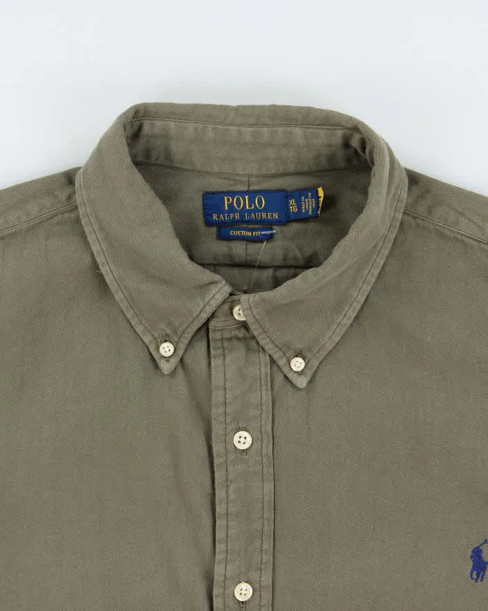 Vintage Polo Ralph Lauren Khaki Striped Custom Fit Long Sleeve Shirt - XL sold by Rokit product image thumbnail 5
