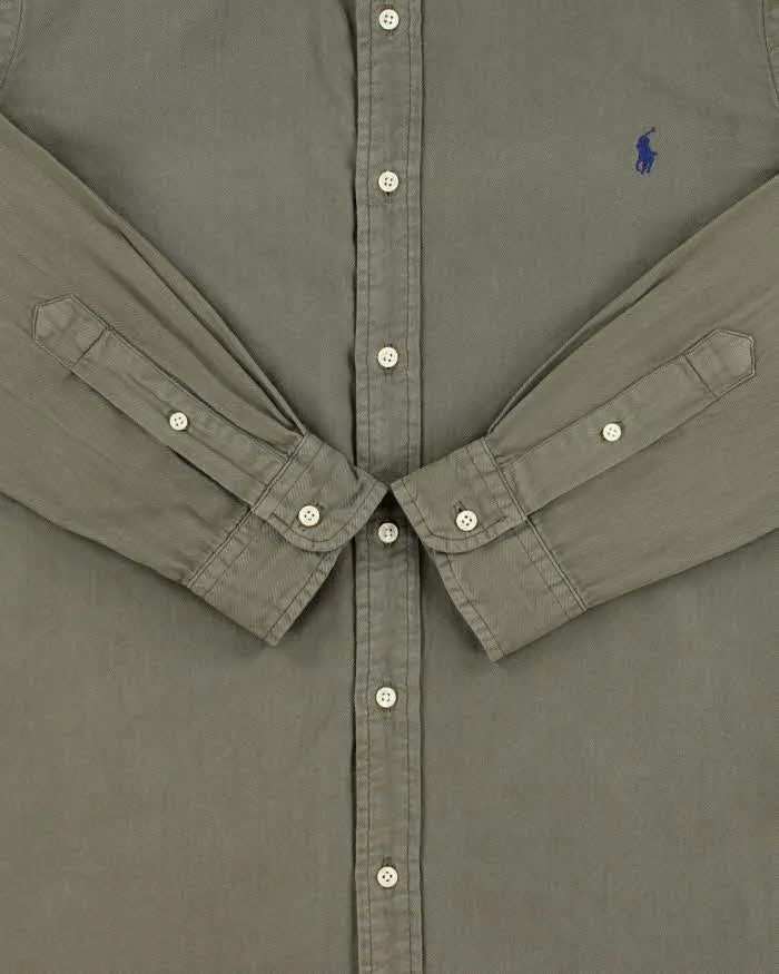Vintage Polo Ralph Lauren Khaki Striped Custom Fit Long Sleeve Shirt - XL sold by Rokit product image thumbnail 4