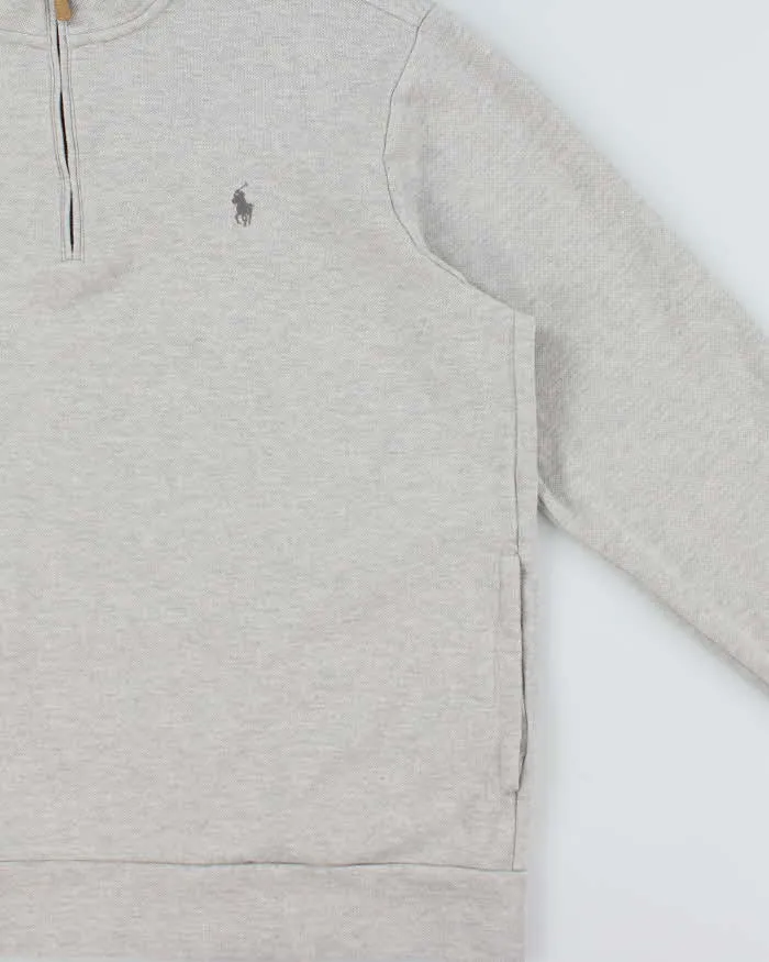 Vintage Polo Ralph Lauren Marl Grey Quarter-Zip Sweatshirt - XL sold by Rokit product image thumbnail 3