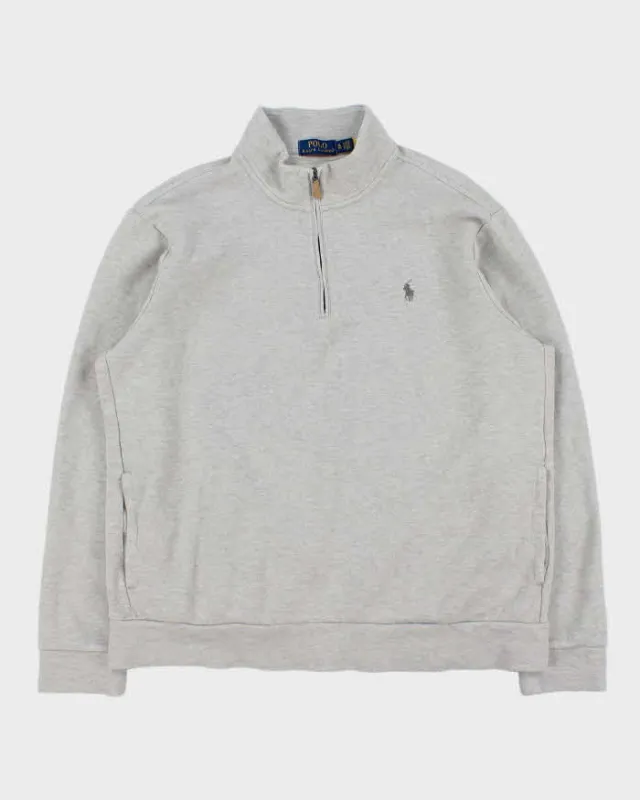 Vintage Polo Ralph Lauren Marl Grey Quarter-Zip Sweatshirt - XL made by Ralph Lauren