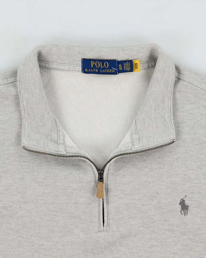 Vintage Polo Ralph Lauren Marl Grey Quarter-Zip Sweatshirt - XL sold by Rokit product image thumbnail 5
