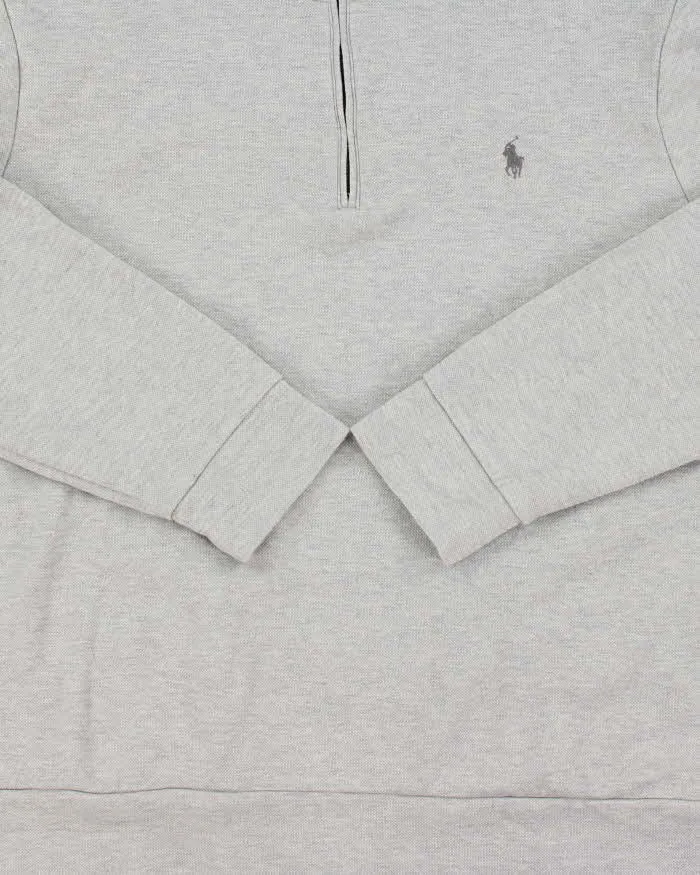 Vintage Polo Ralph Lauren Marl Grey Quarter-Zip Sweatshirt - XL sold by Rokit product image thumbnail 4