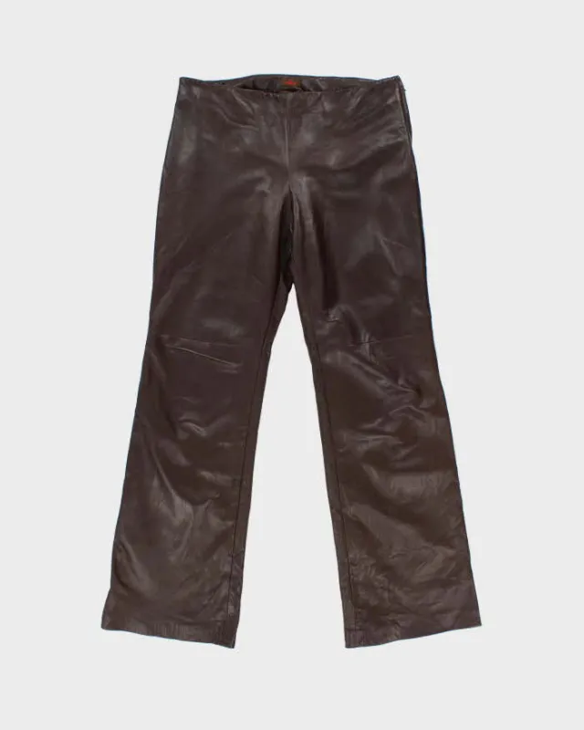Vintage Y2K 00s Danier Women's Chocolate Brown Leather Made In Canada Mid-Rise Bootcut Trousers - W32 L30 made by Rokit