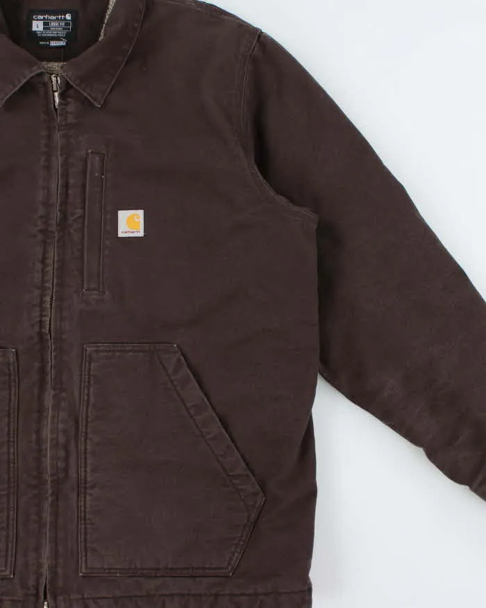 Vintage Carhartt 104293 DKB Sherpa Lined Washed Duck Canvas Loose Fit Workwear Jacket - L sold by Rokit product image thumbnail 3