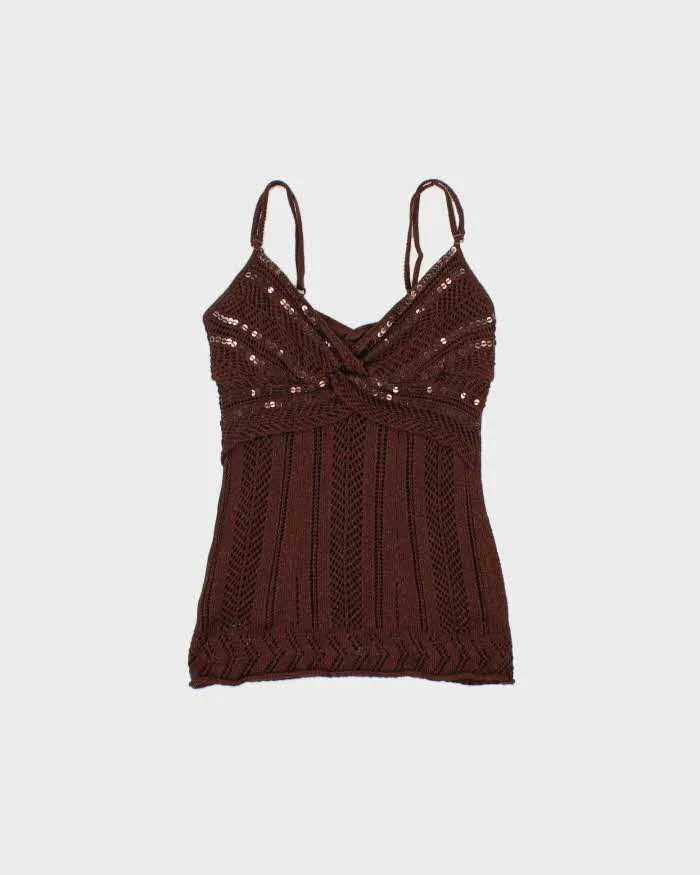 Vintage Y2k 2000s Le Chateau Sequin Knit Cami Top - S sold by Rokit
