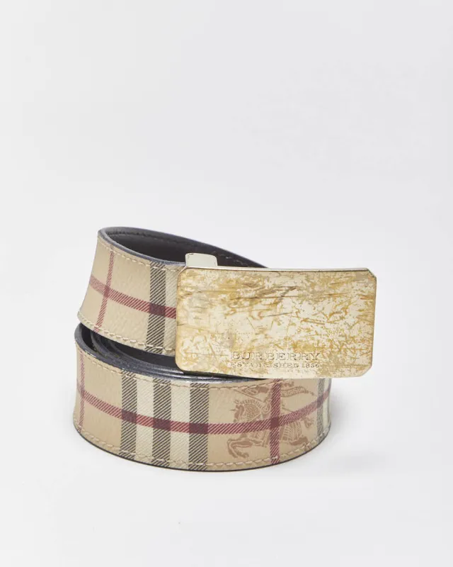 Vintage Burberry Nova Check Leather Belt - W32-W36 made by Burberry