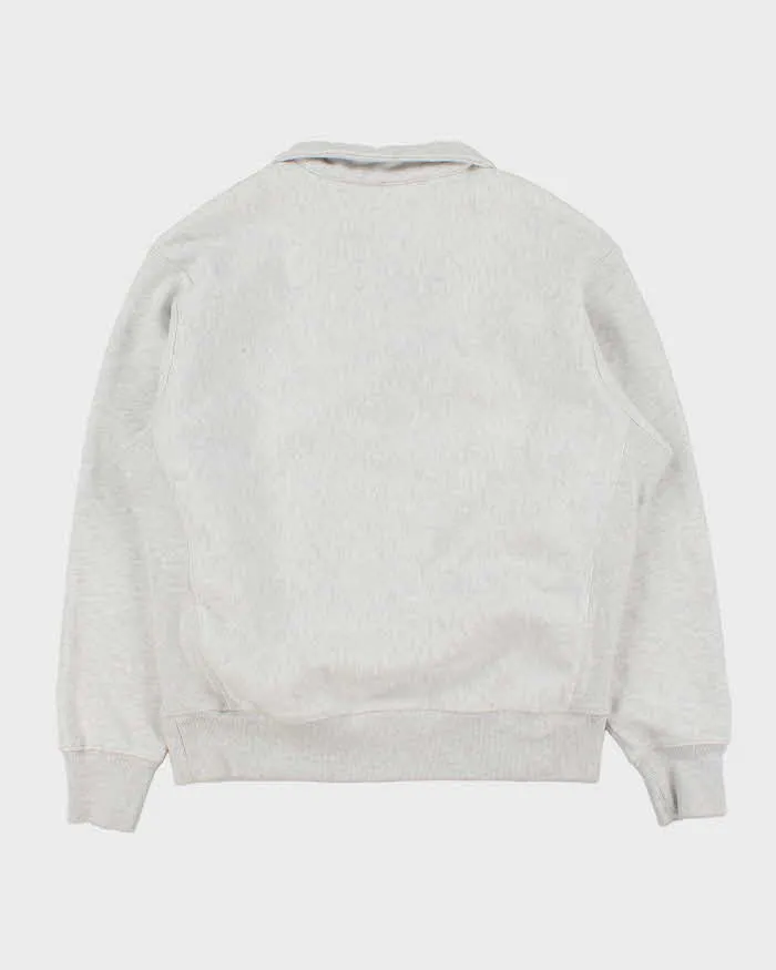Vintage Champion Heavyweight Reverse Weave Grey Marl Collared Quarter-Zip Sweatshirt - M sold by Rokit product image thumbnail 2