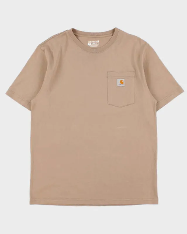 Vintage Carhartt Khaki Heavyweight Loose Fit Crewneck T-Shirt - M made by Carhartt