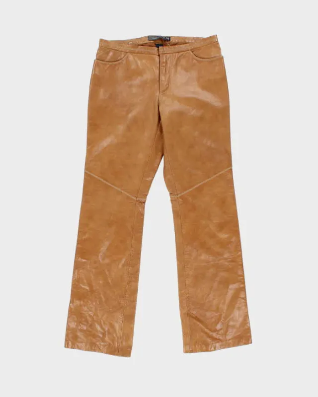 Vintage 2001 Y2K Gap Women's Tan Leather Low-Rise Bootcut Trousers - W30 L32 made by GAP