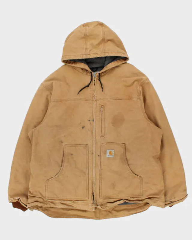 Vintage 2005 Y2K Carhartt C68 BRN Fleece Lined Distressed Washed Duck Canvas Ridge Jacket - XXL made by Carhartt