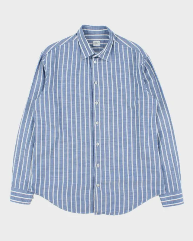 Vintage Y2K 00s Armani Collezioni Striped Long Sleeve Chambray Shirt - L made by Giorgio Armani