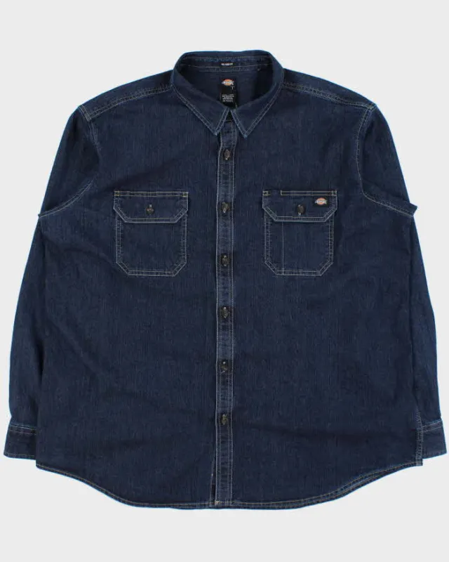 Vintage Dickies Dark Wash Heavyweight Denim Long Sleeve Relaxed Fit Workwear Shirt - XXL made by Dickies