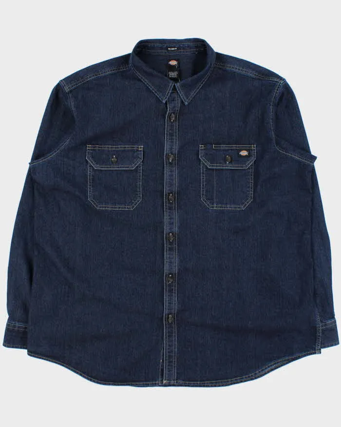 Vintage Dickies Dark Wash Heavyweight Denim Long Sleeve Relaxed Fit Workwear Shirt - XXL sold by Rokit
