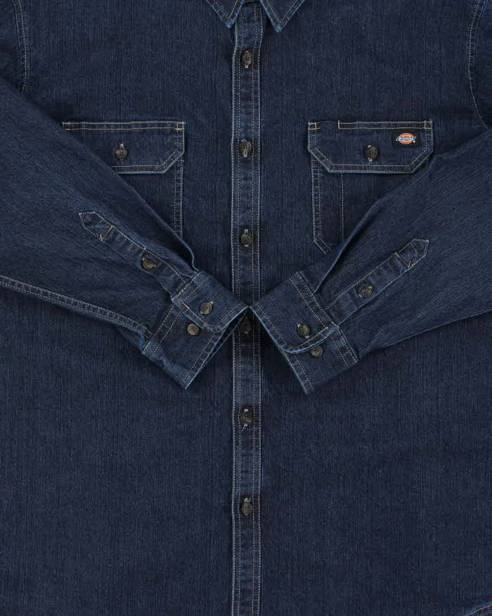 Vintage Dickies Dark Wash Heavyweight Denim Long Sleeve Relaxed Fit Workwear Shirt - XXL sold by Rokit product image thumbnail 4