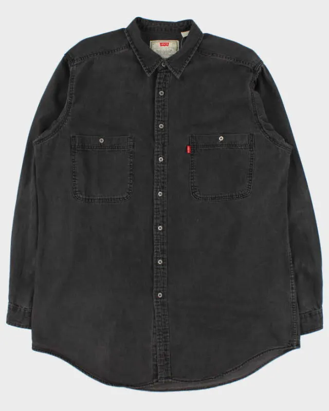 Vintage 1990s Levi's Heavyweight Long Sleeve Dark Wash Denim Shirt - XL made by Levi's