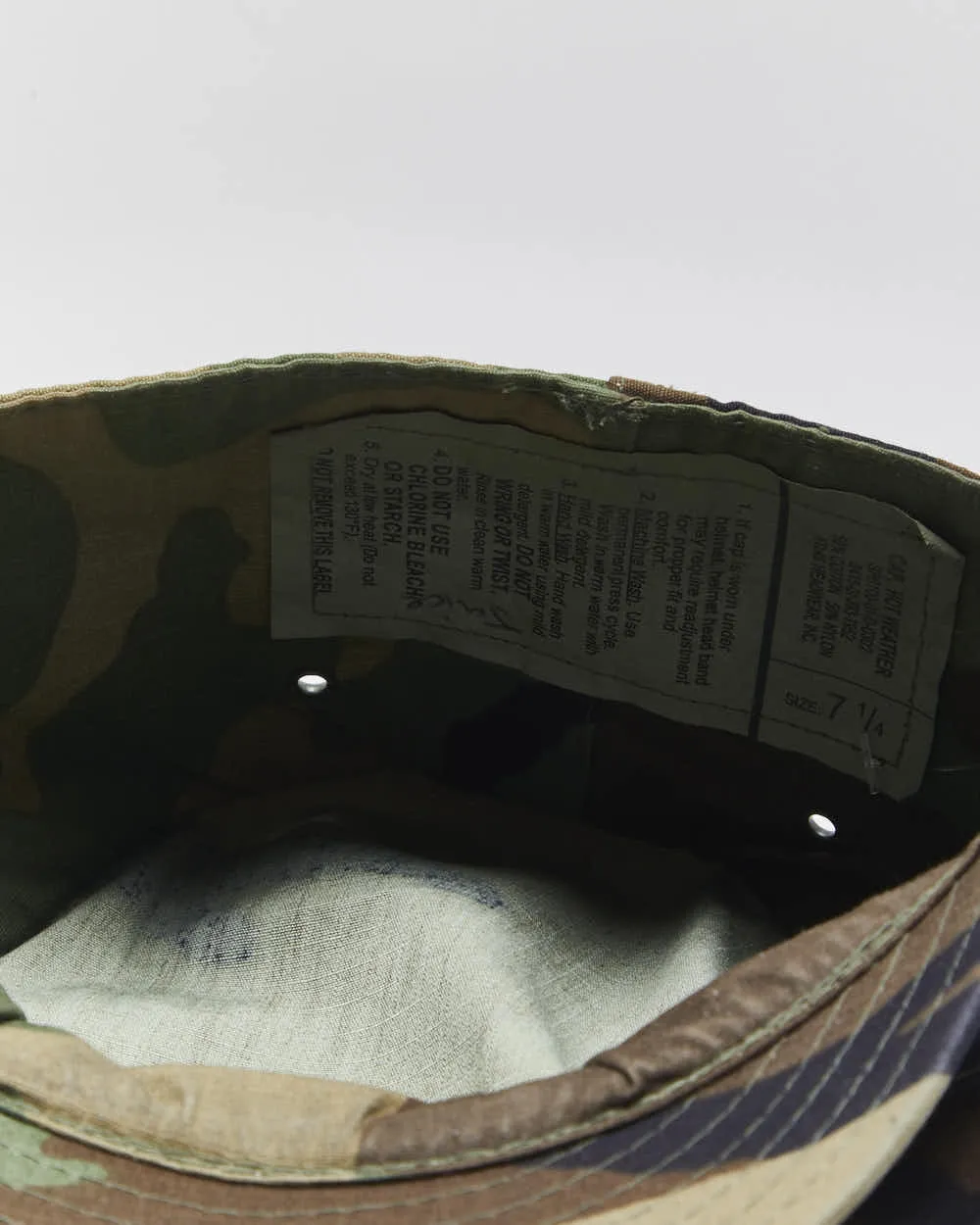 Vintage 2001 Y2K US Military Canvas 'Hot Weather' Woodland Camo Army Cap - 7 1/4 sold by Rokit product image thumbnail 4