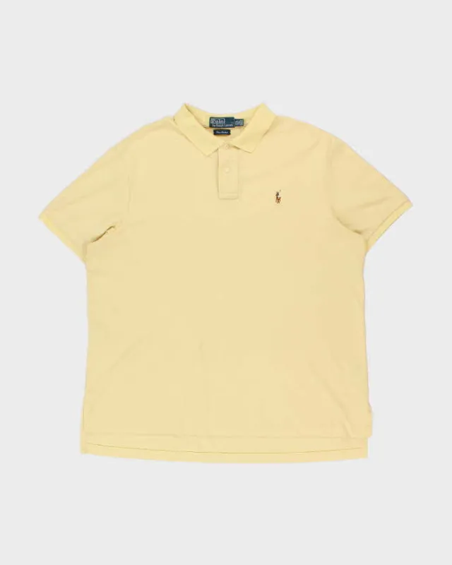 Vintage Y2K 00s Polo Ralph Lauren Pima Interlock Pale Yellow Short Sleeve Polo Shirt - XXL made by Ralph Lauren