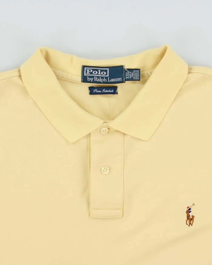 Vintage Y2K 00s Polo Ralph Lauren Pima Interlock Pale Yellow Short Sleeve Polo Shirt - XXL sold by Rokit product image thumbnail 5