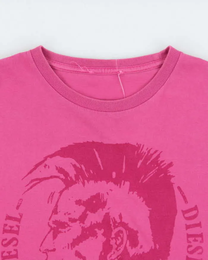 Vintage Y2K 00s Diesel Classic Dark Pink Slim Fit Crewneck T-Shirt - M sold by Rokit product image thumbnail 4