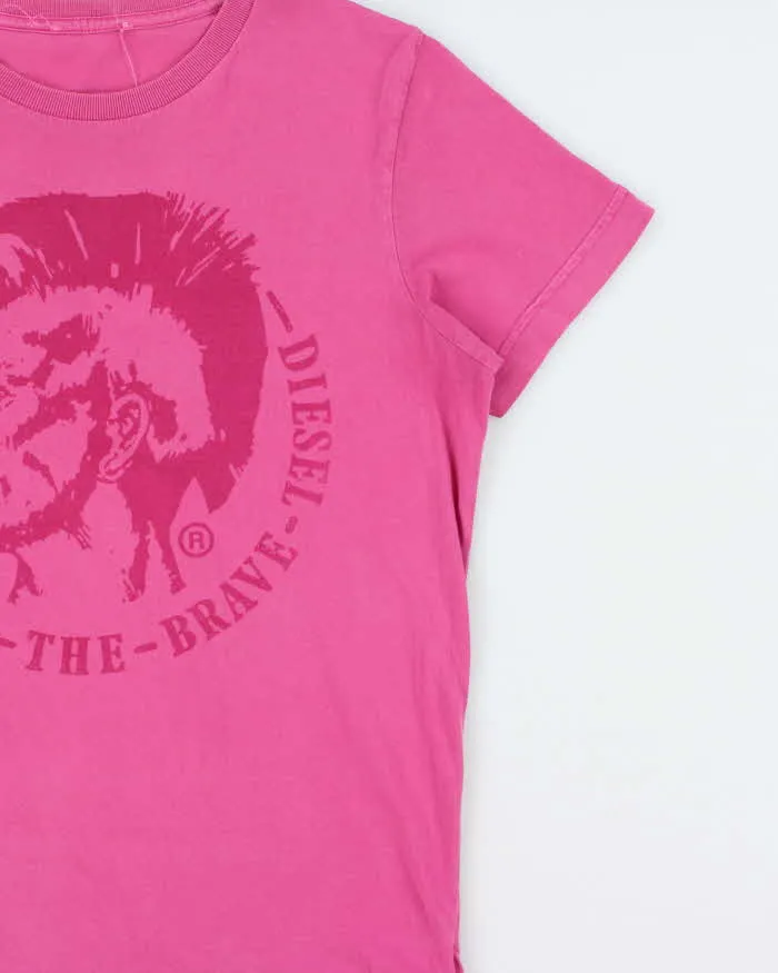 Vintage Y2K 00s Diesel Classic Dark Pink Slim Fit Crewneck T-Shirt - M sold by Rokit product image thumbnail 3