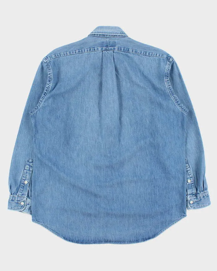Vintage 1980s Polo Ralph Lauren Heavyweight Light Wash Long Sleeve Denim Shirt - M sold by Rokit product image thumbnail 2
