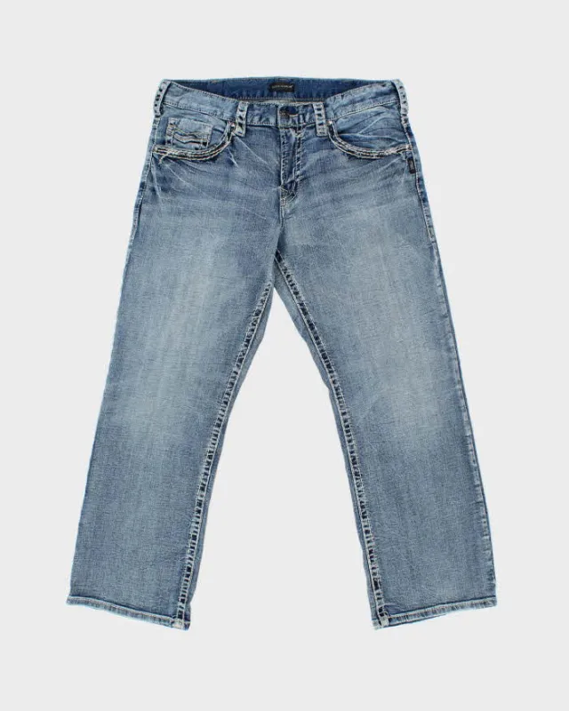 Vintage Silver Company Contrast Stitch Low-Rise Relaxed Straight Leg Denim Jeans - W36 L30 made by Rokit