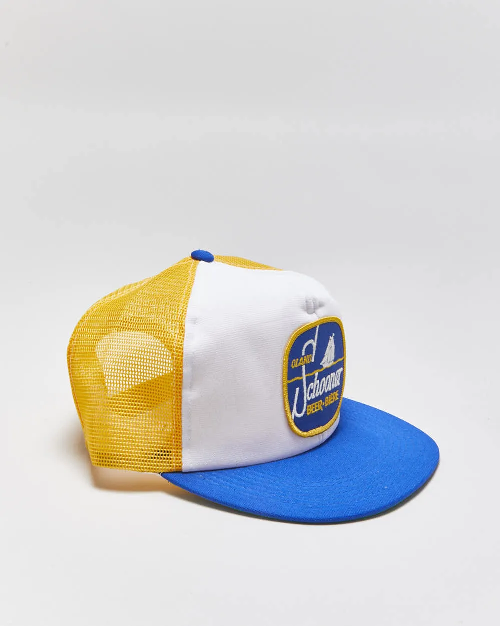 Vintage 1980s Schooner Lager Oland Brewery Patch Flat Bill Trucker Hat - OS sold by Rokit