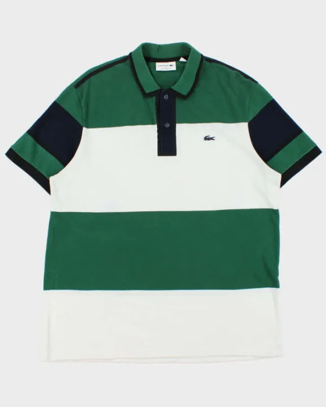 Vintage Lacoste Navy Croc Striped Regular Fit Short Sleeve Polo Shirt - XXL made by Lacoste