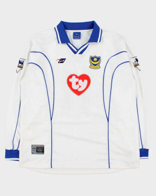 Vintage 2002-03 Portsmouth FC Nigel Quashie "11 TY Official Player Issue Long Sleeve Away Shirt - XL made by Rokit