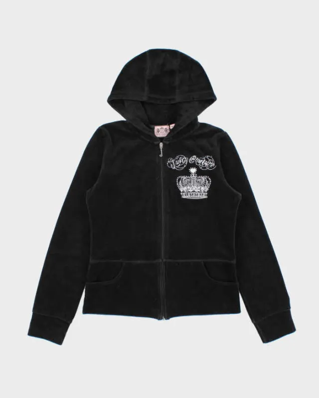 Vintage Juicy Couture Women's Embellished Made In USA Velour Zip-Up Hoodie - M made by Juicy Couture
