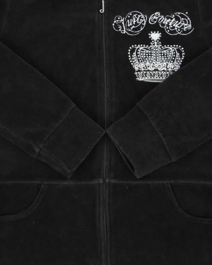 Vintage Juicy Couture Women's Embellished Made In USA Velour Zip-Up Hoodie - M sold by Rokit product image thumbnail 4