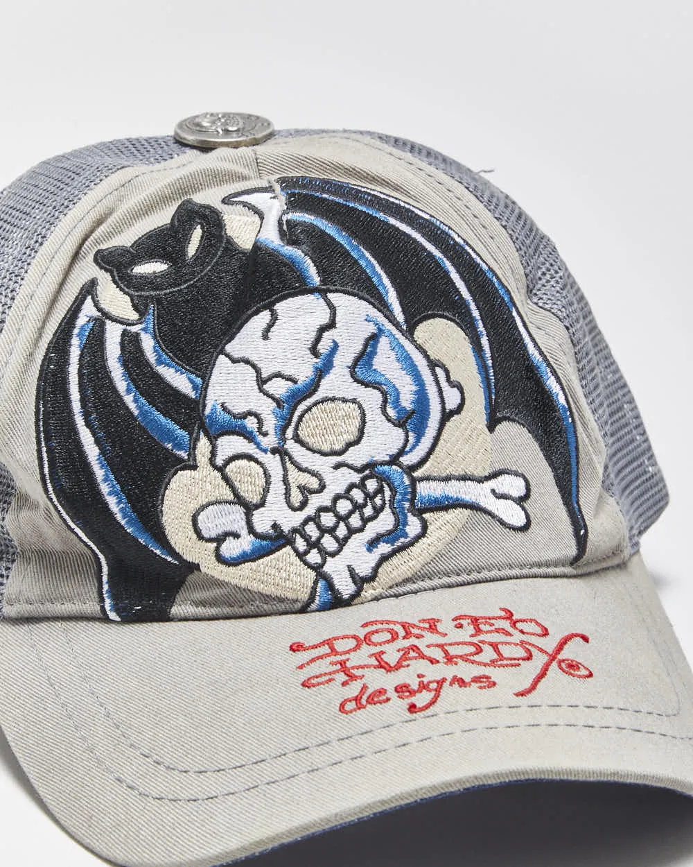 Vintage Y2K 00s Ed Hardy Christian Audiger Embroidered Denim Trucker Hat - OS sold by Rokit product image thumbnail 3