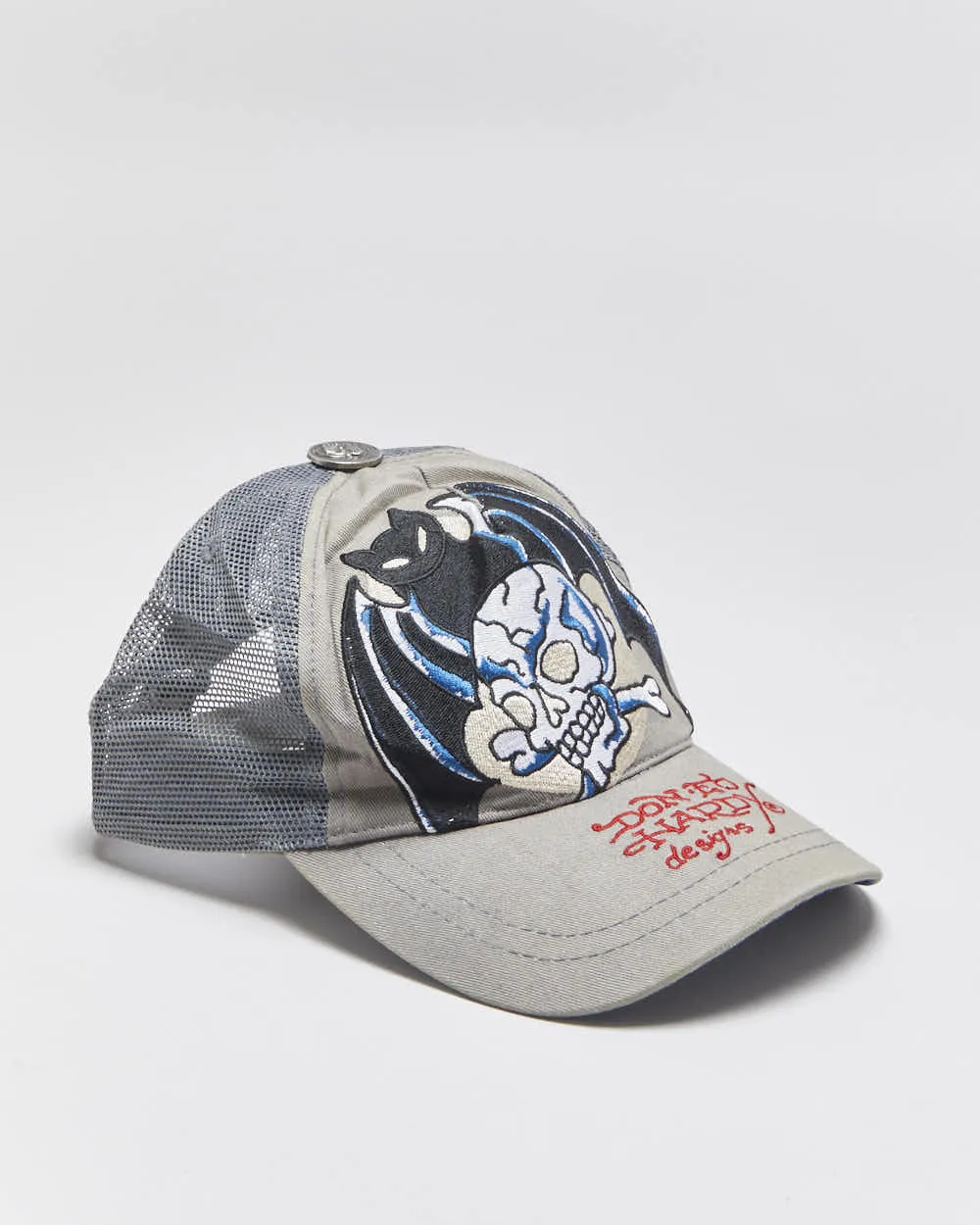 Vintage Y2K 00s Ed Hardy Christian Audiger Embroidered Denim Trucker Hat - OS sold by Rokit