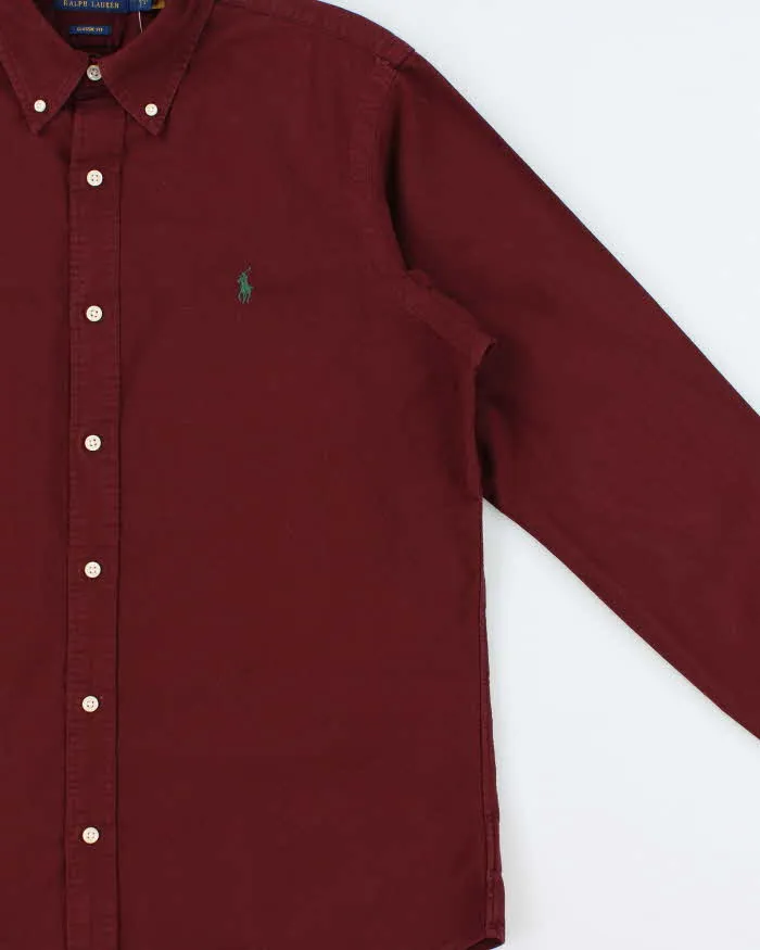 Vintage Polo Ralph Lauren Burgundy Classic Fit Long Sleeve Shirt - M sold by Rokit product image thumbnail 3