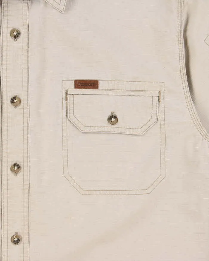 Vintage Y2K 00s Carhartt Khaki Canvas Short Sleeve Utility Shirt - M sold by Rokit product image thumbnail 4