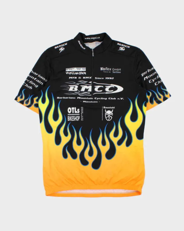 Vintage Y2K 00s Sugoi BMCC Made In Canada Quarter-Zip Flame MTB BMX Cycling Jersey - L made by Rokit