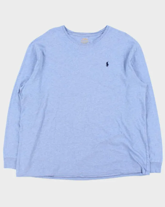 Vintage Polo Ralph Lauren Sky Blue Marl Crewneck Long Sleeve T-Shirt - XXL made by Ralph Lauren