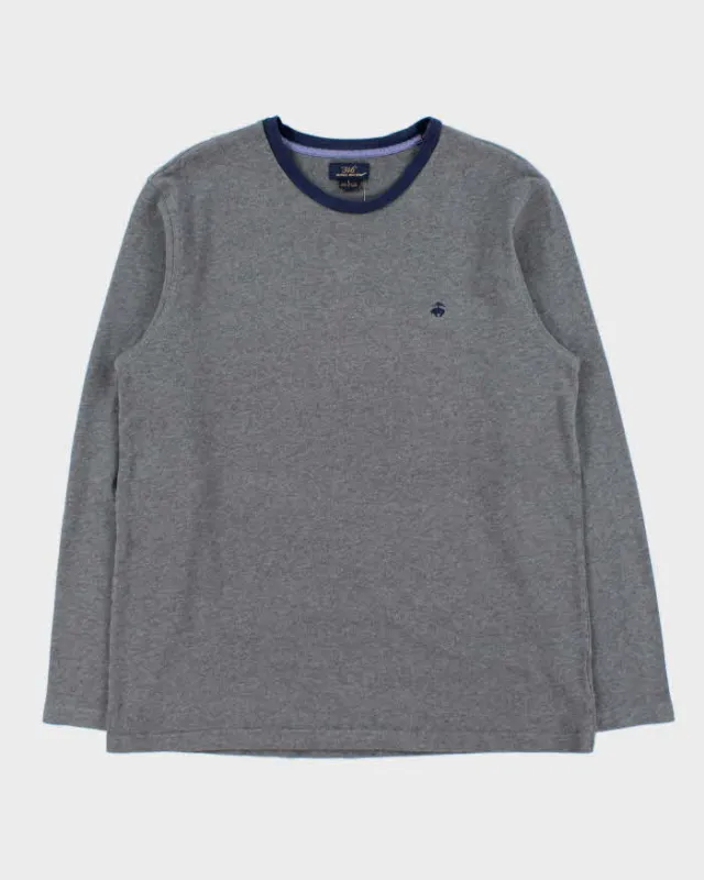 Vintage Brooks Brothers "346" Marl Grey Heavyweight Long Sleeve Crewneck T-Shirt - L made by Brooks Brothers