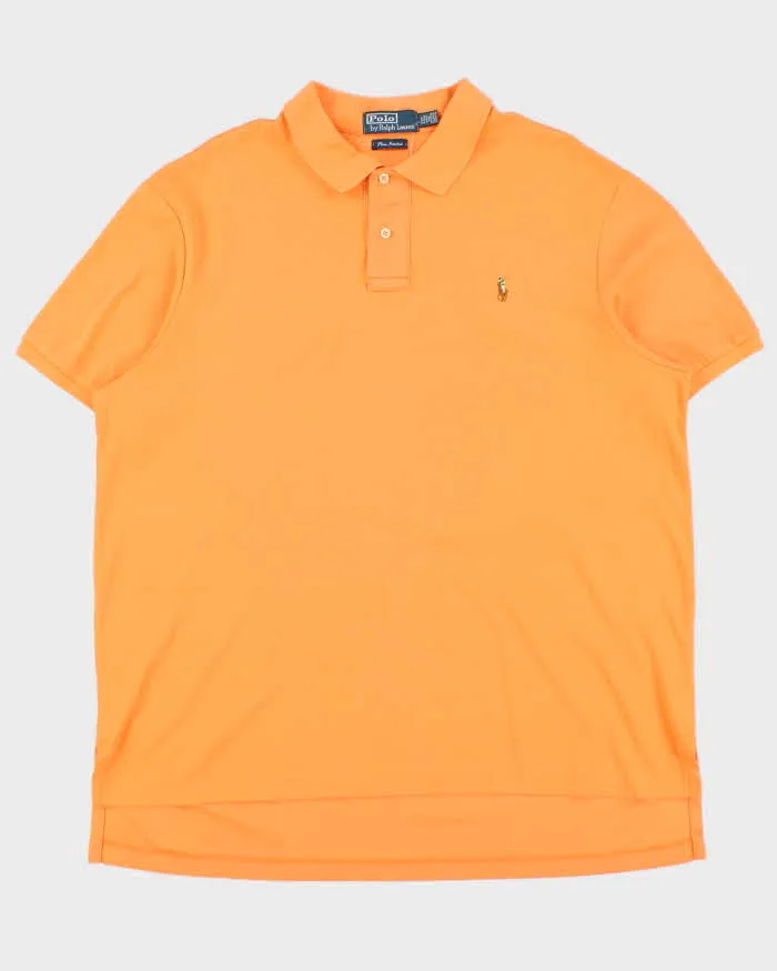 Vintage Y2K 00s Polo Ralph Lauren Apricot Pima Interlock Short Sleeve Polo Shirt - XXL sold by Rokit