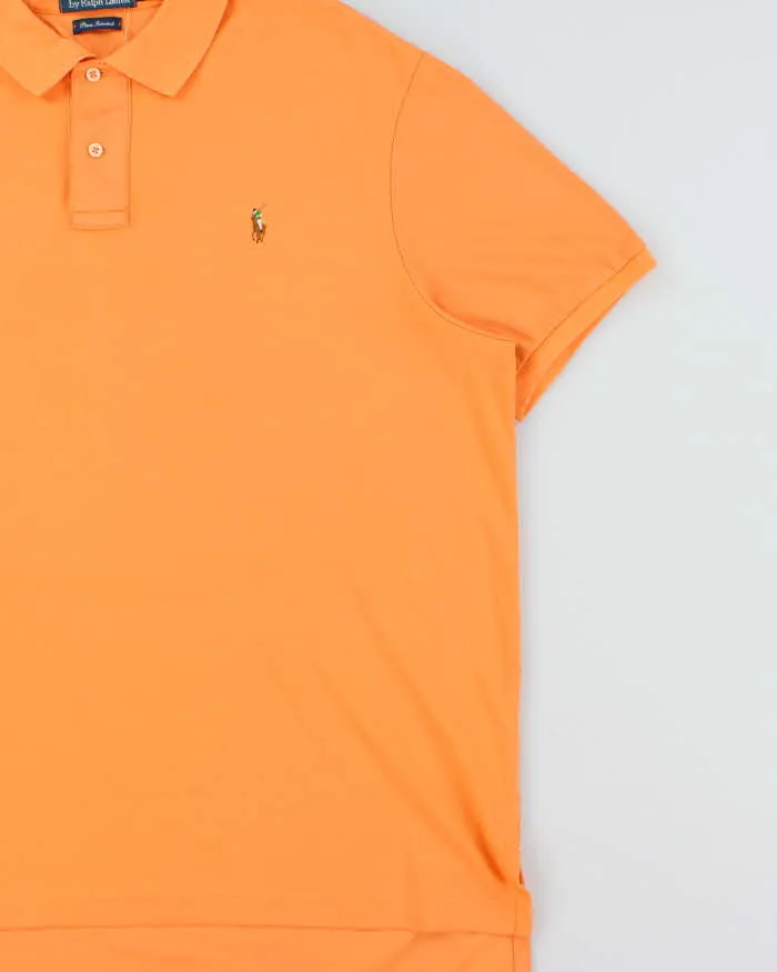 Vintage Y2K 00s Polo Ralph Lauren Apricot Pima Interlock Short Sleeve Polo Shirt - XXL sold by Rokit product image thumbnail 3