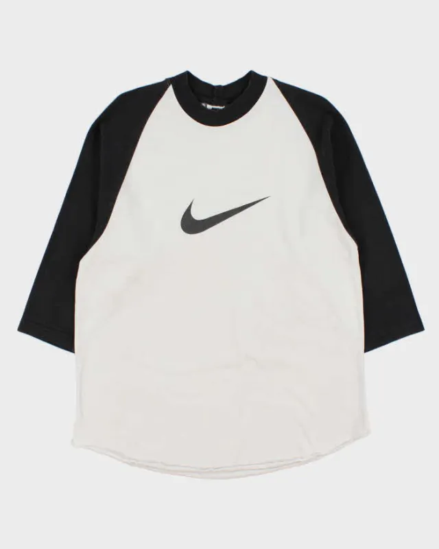 Vintage 1990s Nike Made In USA Heavweight Big Swoosh Raglan Baseball T-Shirt - M made by Nike