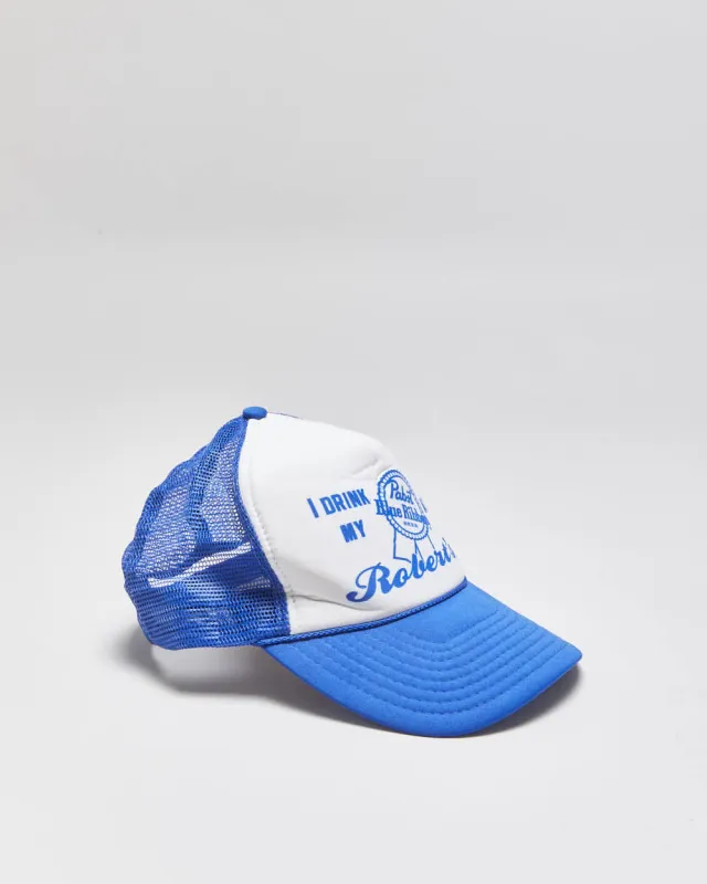 Vintage 1990s Robert's Bar Blue Ribbon Beer Nissin Trucker Hat - OS made by Rokit