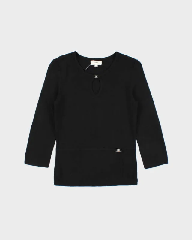 Vintage 1990s Laura Key Hole Detail 3/4 Length Sleeves Knit Top - S made by Rokit