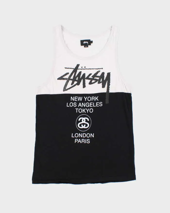 Vintage Stussy World Tour Big Cities Two-Tone Tank Top - L sold by Rokit
