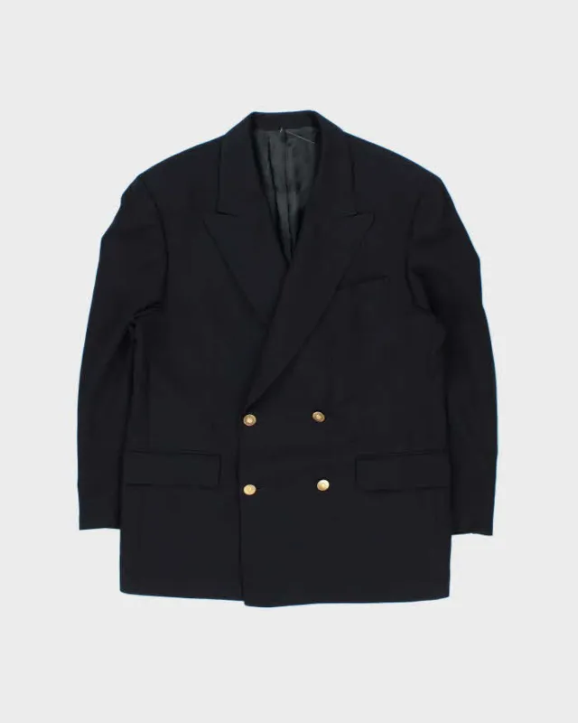 Vintage 1990s Hugo Boss Navy Wool Double Breasted Blazer - M made by Hugo Boss
