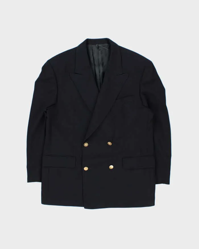 Vintage 1990s Hugo Boss Navy Wool Double Breasted Blazer - M sold by Rokit