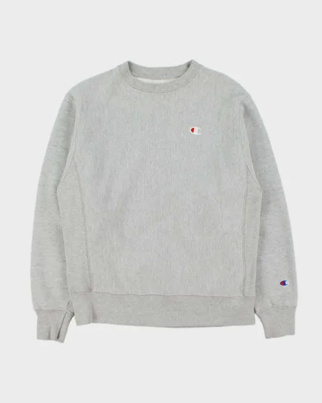 Vintage Champion Marl Grey Reverse Weave Heavyweight Crewneck Sweatshirt - M made by Champion